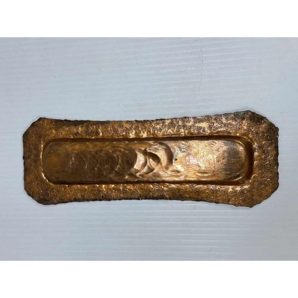 Vintage Desk Set Copper Hand Hammered Pen Tray Ink Blotter